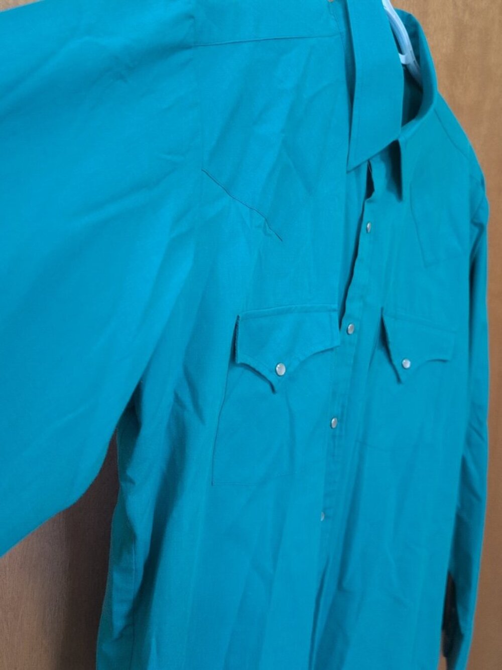 Ely Cattleman Shirt Mens 15 1/2 33 Blue Teal Long Sleeve VTG Pearl Snap Western - Picture 3 of 9